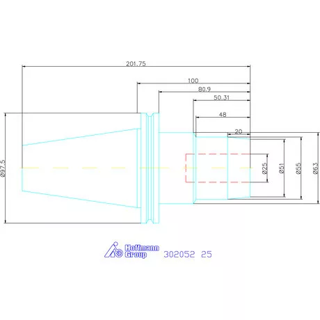 Wte Hidroplasztikus szerszámbefogó rövid, karcsú, ADB alak 25 mm