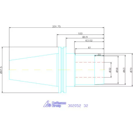 Wte Hidroplasztikus szerszámbefogó rövid, karcsú, ADB alak 32 mm