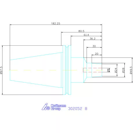Wte Hidroplasztikus szerszámbefogó rövid, karcsú, ADB alak 8 mm