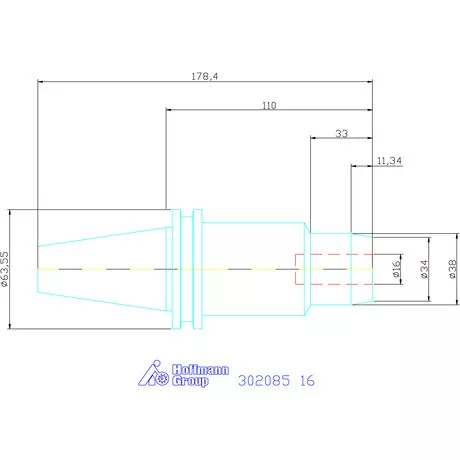 Holex Hidroplasztikus szerszámbefogó hosszú, karcsú, ADB alak 16 mm