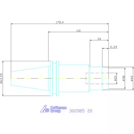 Holex Hidroplasztikus szerszámbefogó hosszú, karcsú, ADB alak 20 mm