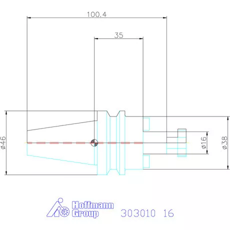 Garant Marófej befogó hűtőcsatorna furattal, Form ADB 16 mm