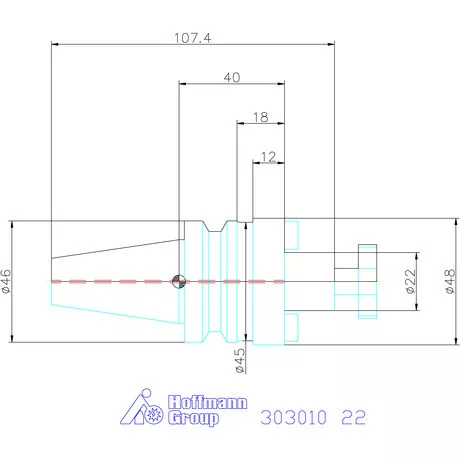 Garant Marófej befogó hűtőcsatorna furattal, Form ADB 22 mm