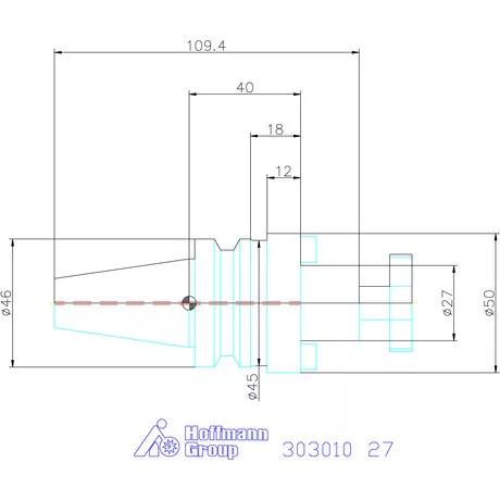 Garant Marófej befogó hűtőcsatorna furattal, Form ADB 27 mm