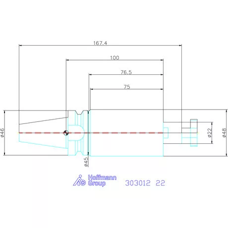 Garant Marófej befogó hűtőcsatorna furattal, Form ADB 22 mm