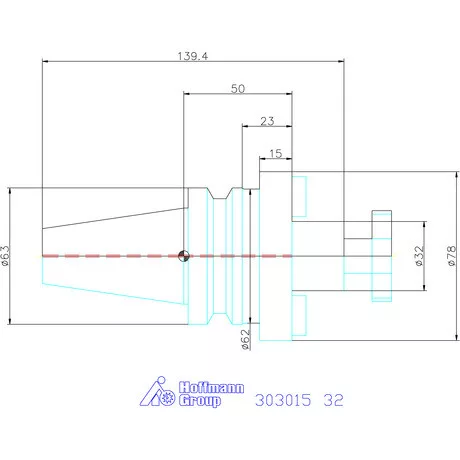 Garant Marófej befogó hűtőcsatorna furattal, Form ADB 32 mm
