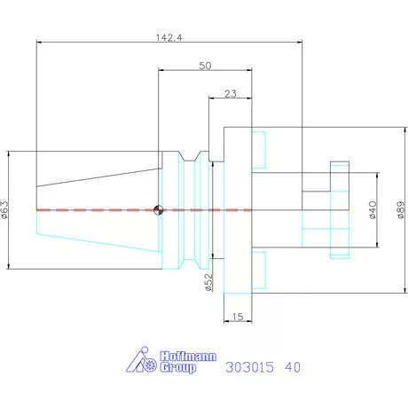 Garant Marófej befogó hűtőcsatorna furattal, Form ADB 40 mm
