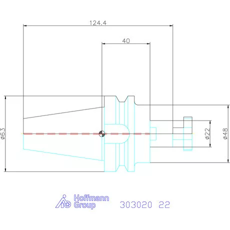 Eroglu Marófej befogó hűtőcsatorna furattal, Form ADB 22 mm