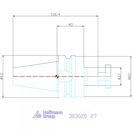 Eroglu Marófej befogó hűtőcsatorna furattal, Form ADB 27 mm