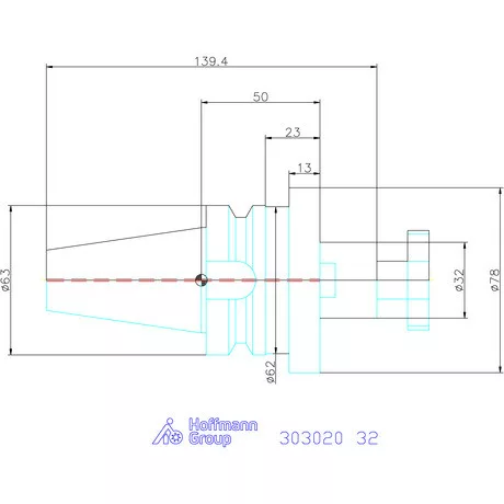 Eroglu Marófej befogó hűtőcsatorna furattal, Form ADB 32 mm