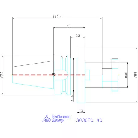 Eroglu Marófej befogó hűtőcsatorna furattal, Form ADB 40 mm