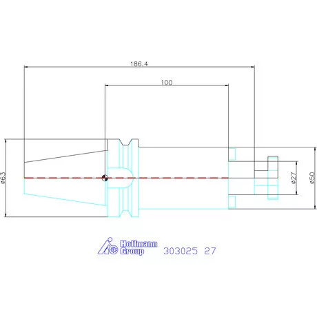 Garant Marófej befogó hűtőcsatorna furattal, Form ADB 27 mm