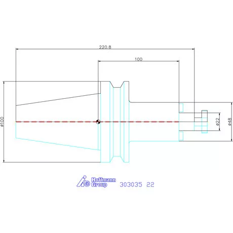 Garant Marófej befogó hűtőcsatorna furattal, Form ADB 22 mm