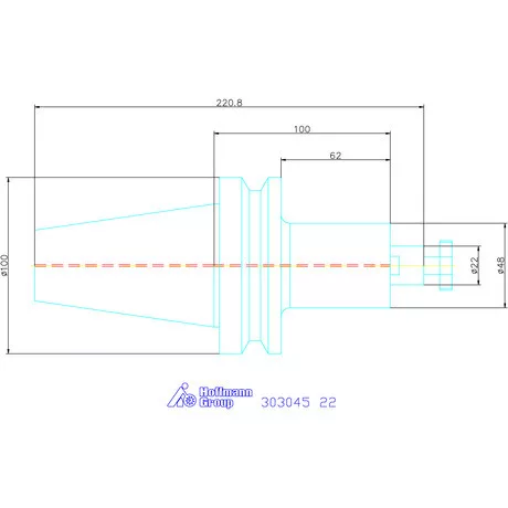 Eroglu Marófej befogó hűtőcsatorna furattal, Form ADB 22 mm