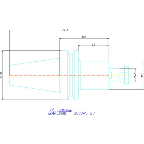 Eroglu Marófej befogó hűtőcsatorna furattal, Form ADB 27 mm