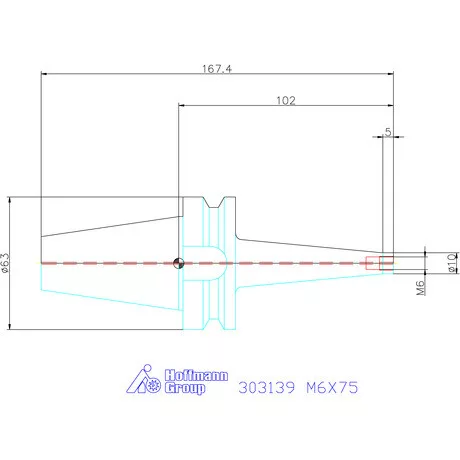 Garant Szerszámbefogó becsavarozható maróhoz menettel M6X75