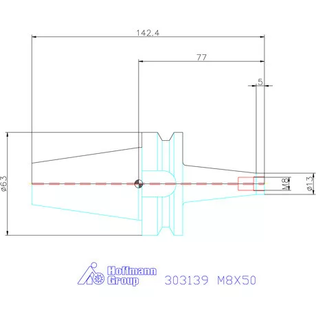 Garant Szerszámbefogó becsavarozható maróhoz menettel M8X50