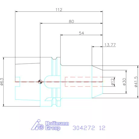 Garant Menesztőlapos befogó nikkelezett, hűtőcsatorna furattal 12 mm