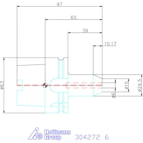 Garant Menesztőlapos befogó nikkelezett, hűtőcsatorna furattal 6 mm