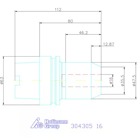 Garant Menesztőlapos befogó hűtőcsatorna furattal 16 mm