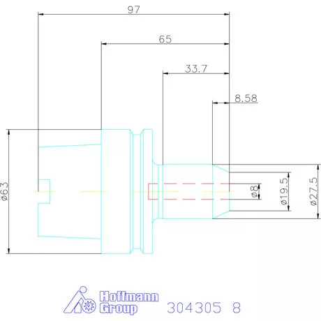 Garant Menesztőlapos befogó hűtőcsatorna furattal 8 mm