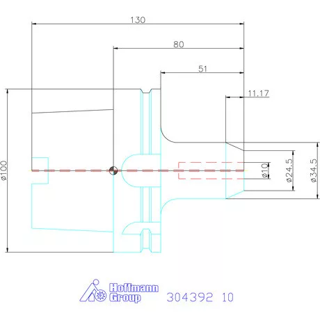 Garant Menesztőlapos befogó Nikkelezett, hűtőcsatorna furattal 10 mm