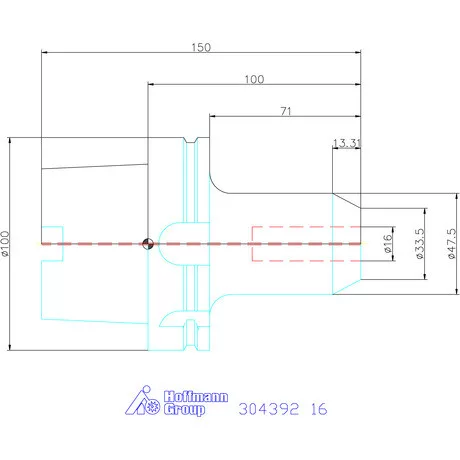 Garant Menesztőlapos befogó Nikkelezett, hűtőcsatorna furattal 16 mm