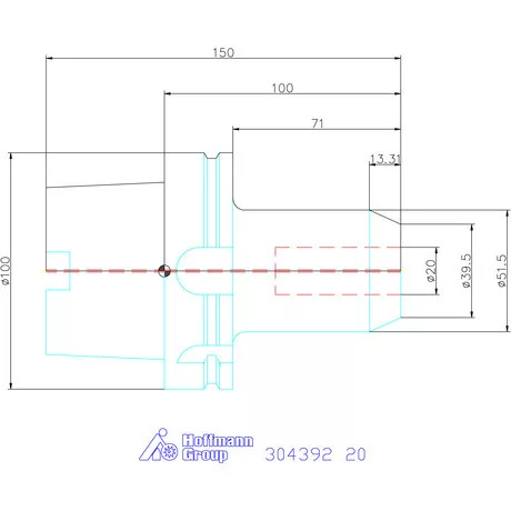 Garant Menesztőlapos befogó Nikkelezett, hűtőcsatorna furattal 20 mm