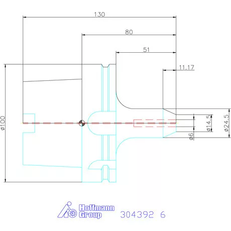 Garant Menesztőlapos befogó Nikkelezett, hűtőcsatorna furattal 6 mm