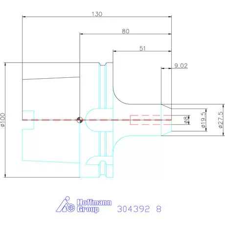 Garant Menesztőlapos befogó Nikkelezett, hűtőcsatorna furattal 8 mm