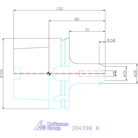 Holex Menesztőlapos befogó hűtőcsatorna furattal 8 mm