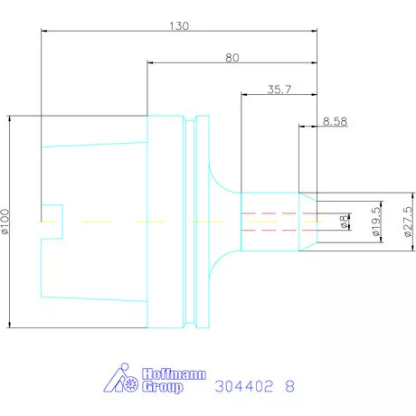 Garant Menesztőlapos befogó hűtőcsatorna furattal 8 mm