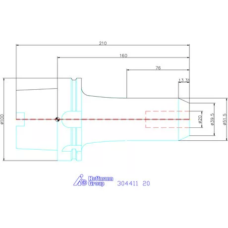 Garant Menesztőlapos befogó hűtőcsatorna furattal 20 mm