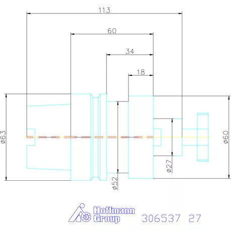 Holex Marófej befogó hűtőcsatorna furattal 27 mm