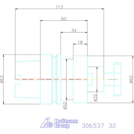 Holex Marófej befogó hűtőcsatorna furattal 32 mm