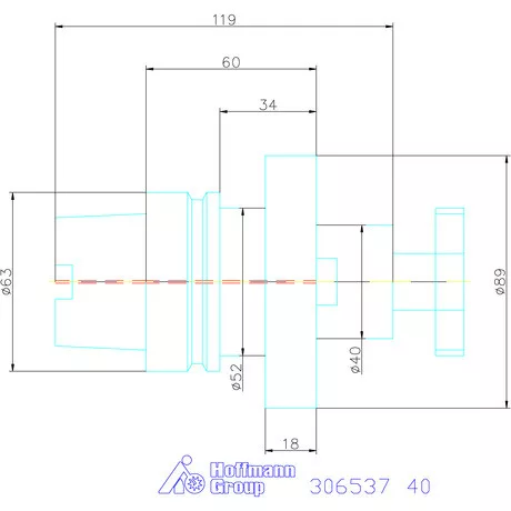 Holex Marófej befogó hűtőcsatorna furattal 40 mm