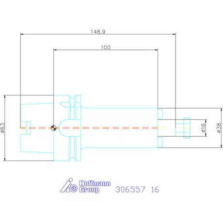 Holex Marófej befogó hűtőcsatorna furattal 16 mm