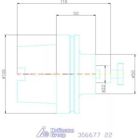 Holex Marófej befogó hűtőcsatorna furattal 22 mm