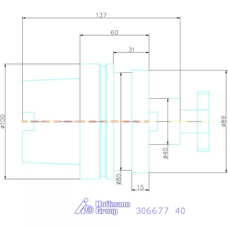 Holex Marófej befogó hűtőcsatorna furattal 40 mm