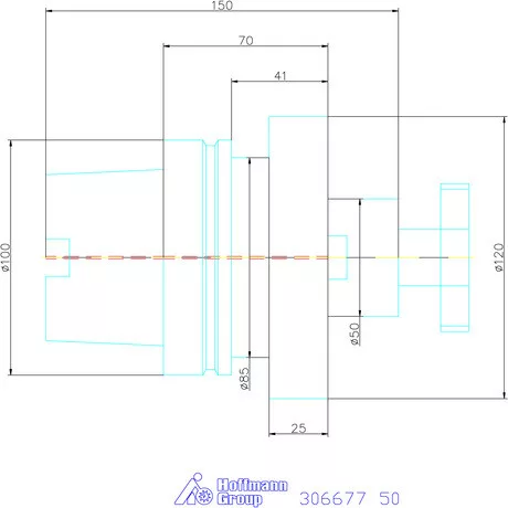 Holex Marófej befogó hűtőcsatorna furattal 50 mm