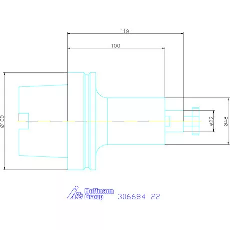 Garant Marófej befogó hűtőcsatorna furattal 22 mm