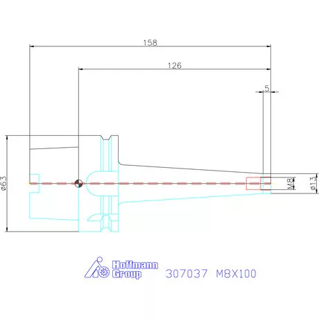 Garant Szerszámbefogó becsavarozható maróhoz menettel rezgéscsillapított, kúpos alak M8X100