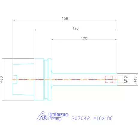 Garant Szerszámbefogó becsavarozható maróhoz menettel Hengeres alakú M10X100