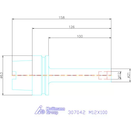 Garant Szerszámbefogó becsavarozható maróhoz menettel Hengeres alakú M12X100