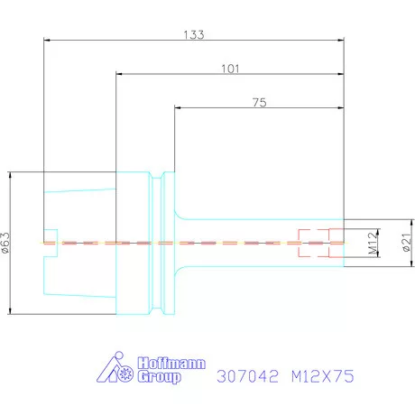 Garant Szerszámbefogó becsavarozható maróhoz menettel Hengeres alakú M12X75