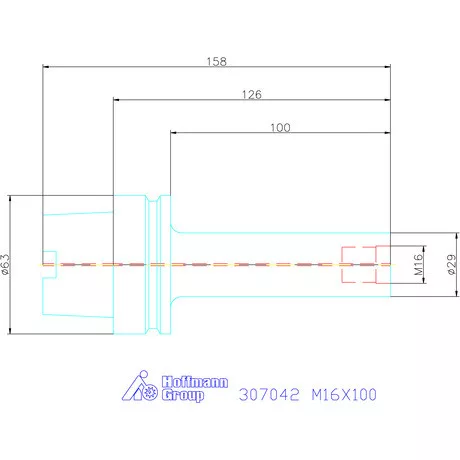 Garant Szerszámbefogó becsavarozható maróhoz menettel Hengeres alakú M16X100