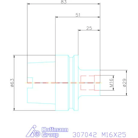 Garant Szerszámbefogó becsavarozható maróhoz menettel Hengeres alakú M16X25