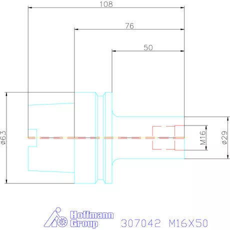 Garant Szerszámbefogó becsavarozható maróhoz menettel Hengeres alakú M16X50