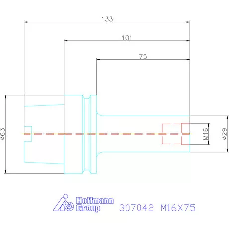 Garant Szerszámbefogó becsavarozható maróhoz menettel Hengeres alakú M16X75