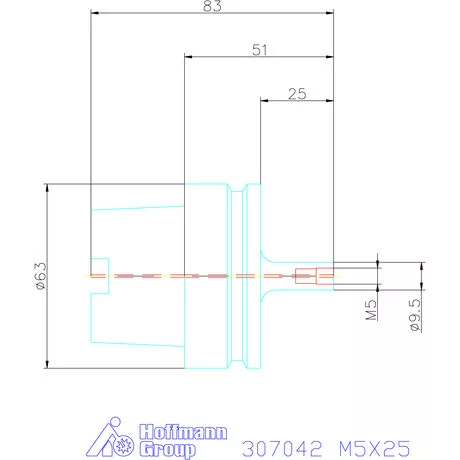 Garant Szerszámbefogó becsavarozható maróhoz menettel Hengeres alakú M5X25